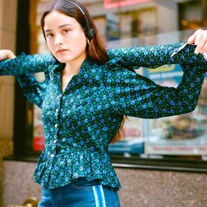 Anna Sui x Batsheva pearl button down blouse size 6